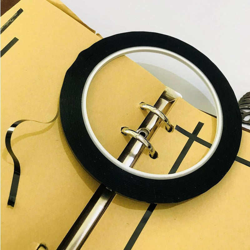 monochef 6pcs 3mm 1/8 inch Lightning Width Graphic, 108 Feet Feet Long per Roll, Whiteboard Pinstripe Tape Grid Marking Gridding Self Adhesive Artist Tape Black - Image 3